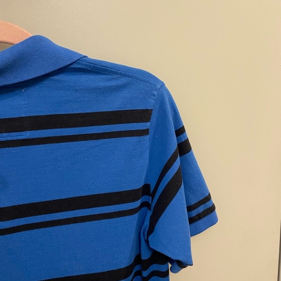 Abercrombie and Fitch Stripped Polo Shirt Size Medium Blue GUC B0032 - Picture 6 of 8